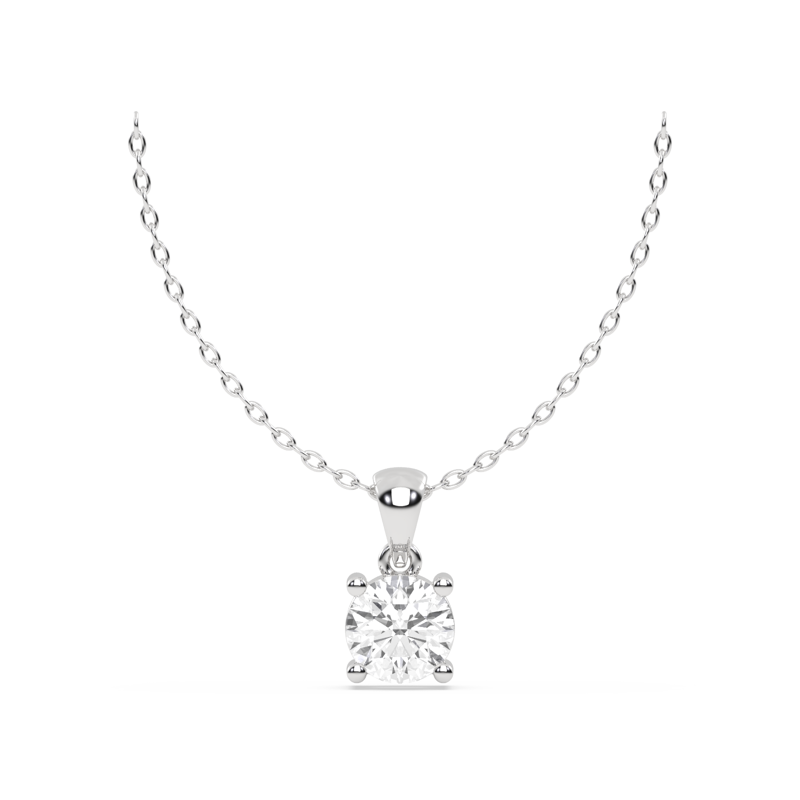 14k Wight Gold Studded 1 Carat Lab Grown Diamond  Pendent With D Color VS1 Clarity.